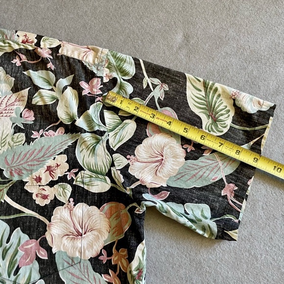 Cooke Street Men’s Medium Hawaiian Shirt Black Floral Cotton Button Down - Picture 5 of 6